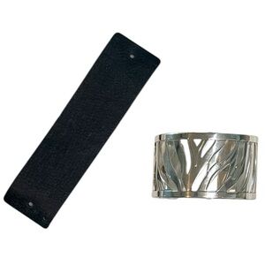 Brighton Christo Johannesburg Silver Cuff Bracelet and Leather Band Retired